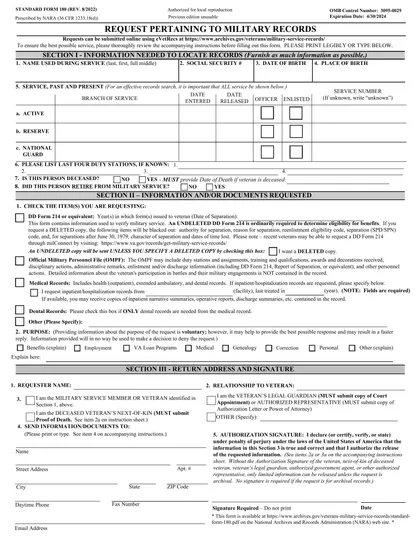 sf-180 form