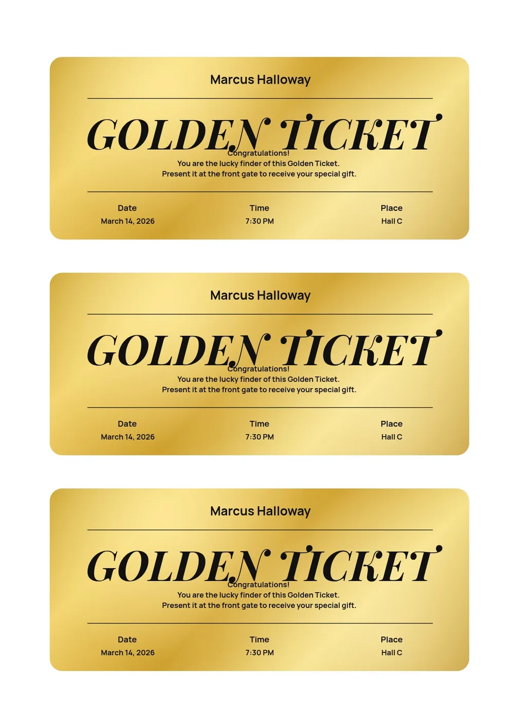 simple golden ticket template