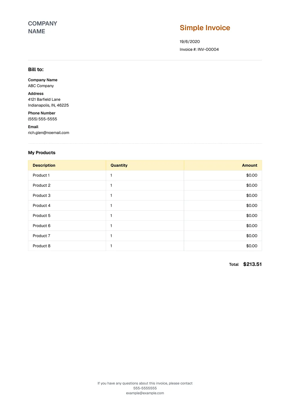 simple-invoice form