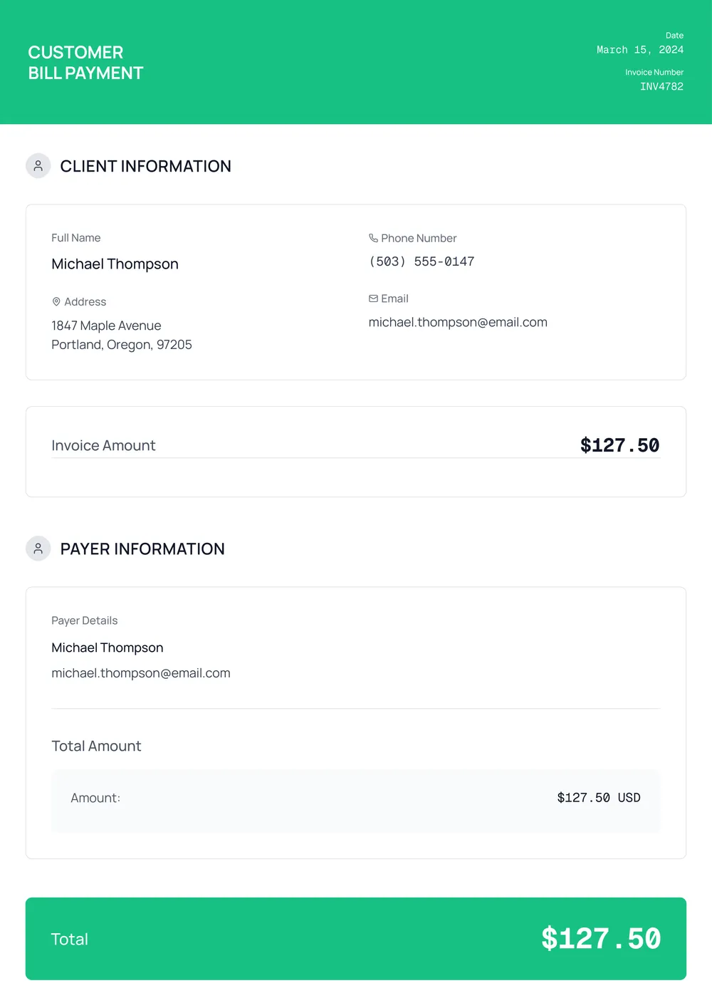 simple-receipt form