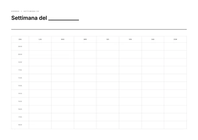 Calendario settimanale semplice