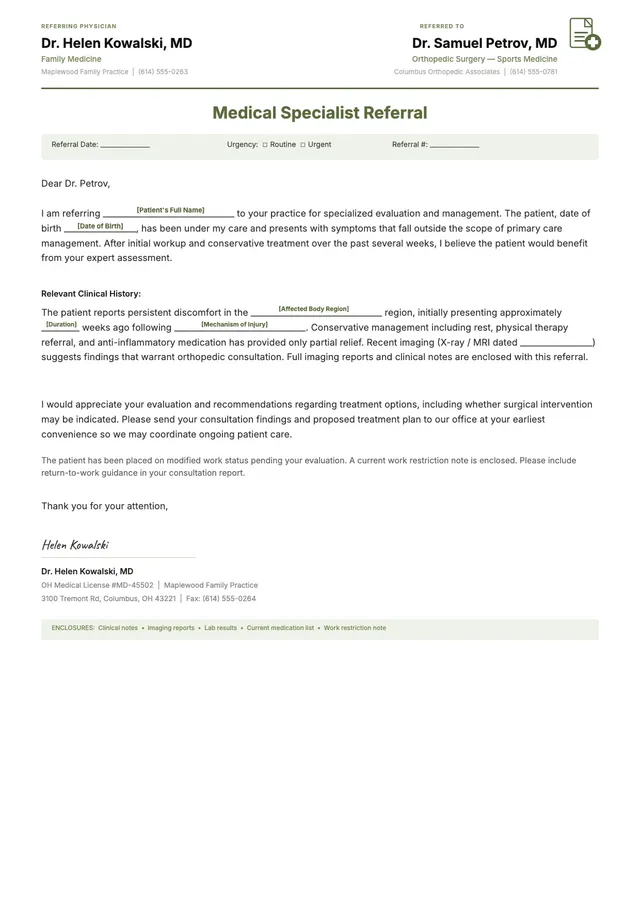 specialist-referral-doctor-note form