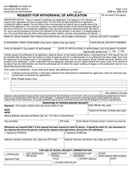 ssa-521 form