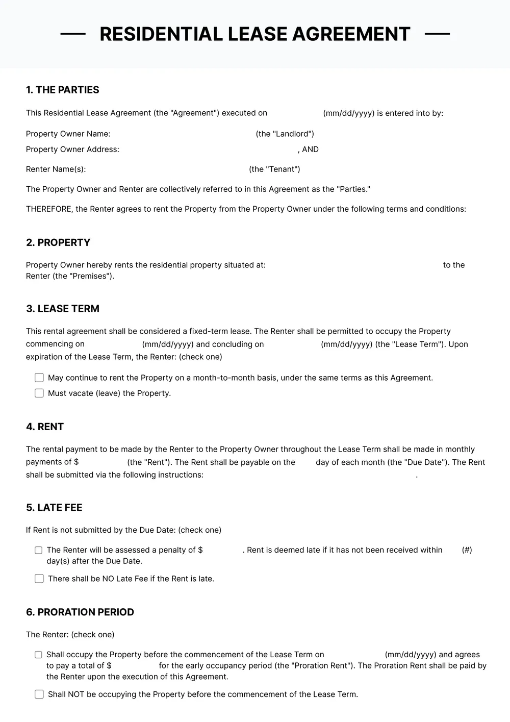 standard-lease-agreement form