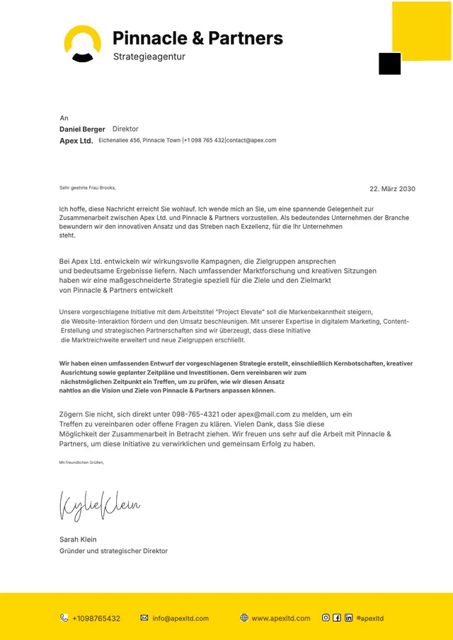 Briefkopf für strategische Agenturangebote