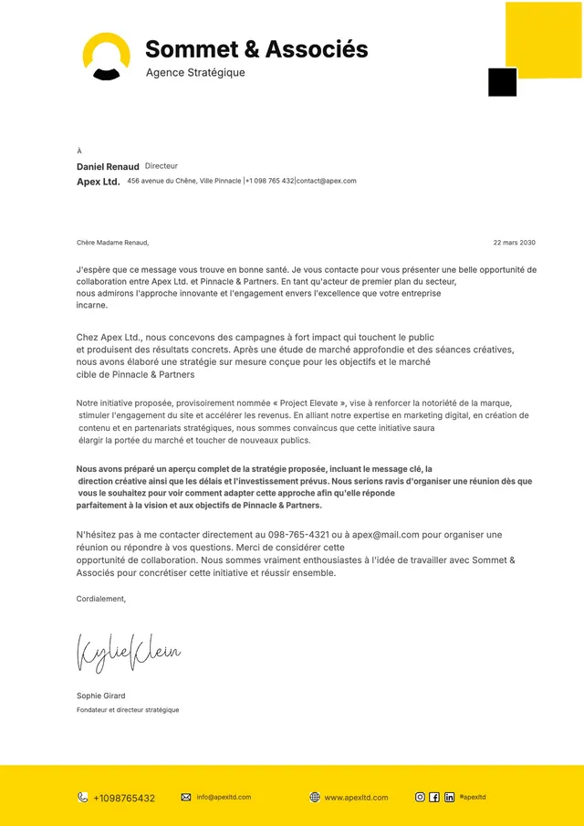 Papier en-tête de proposition stratégique d'agence