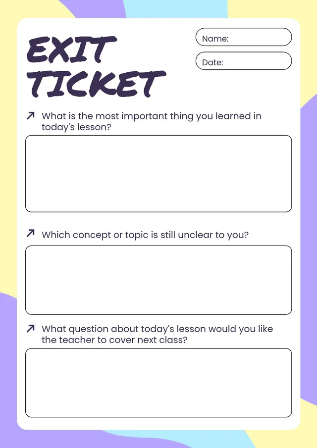 student exit ticket template