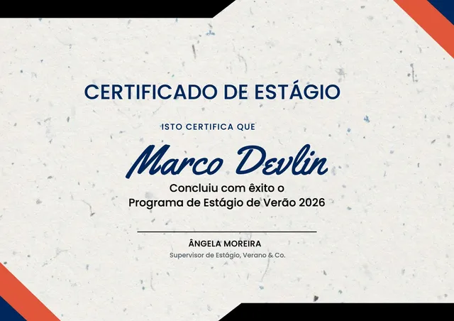 Modelo de certificado de estágio de verão