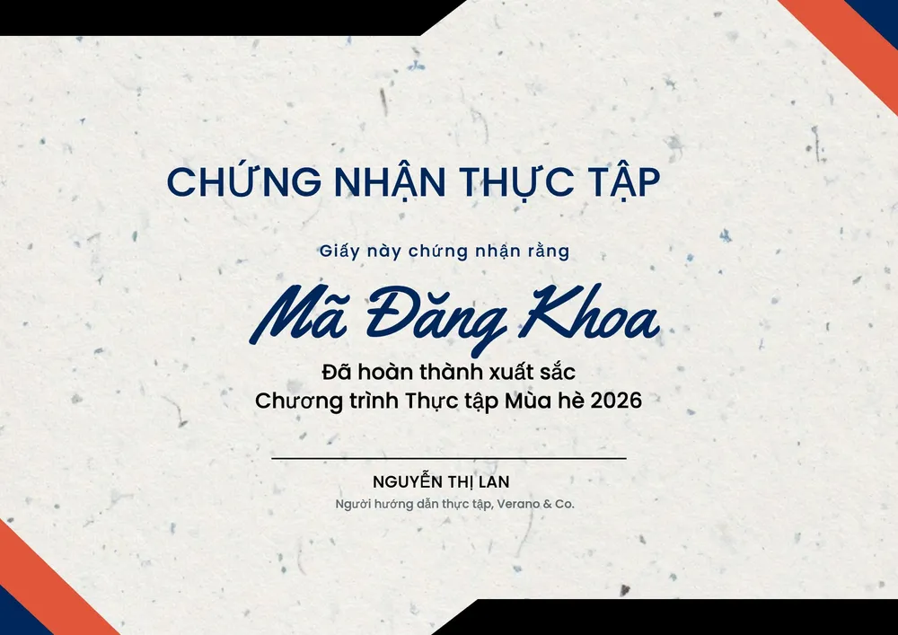Mẫu giấy chứng nhận thực tập hè