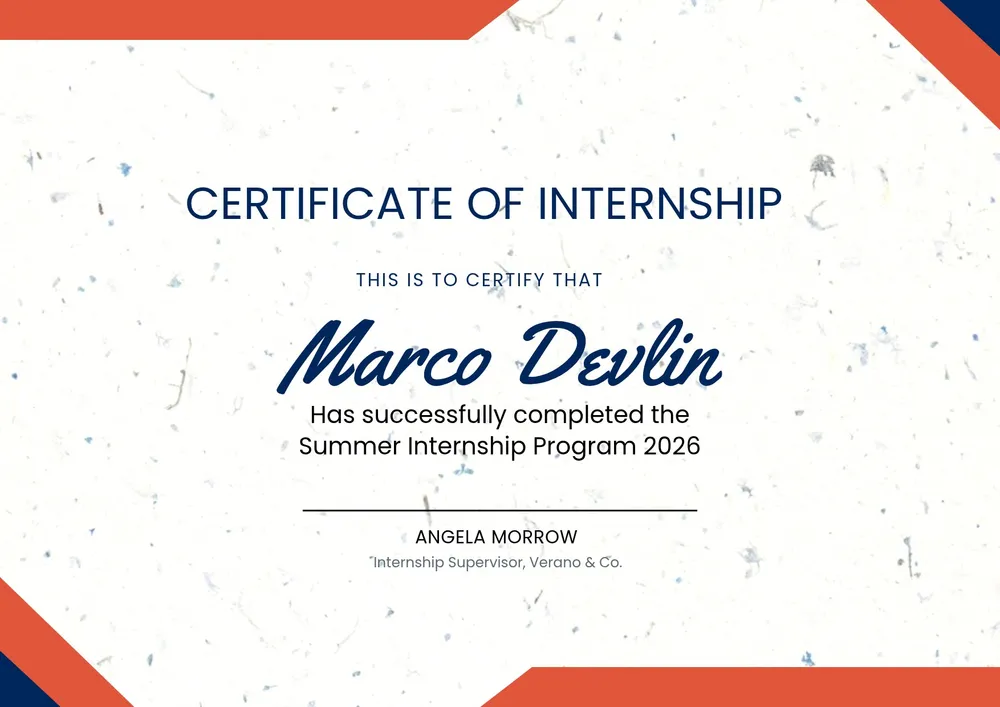 summer internship certificate template