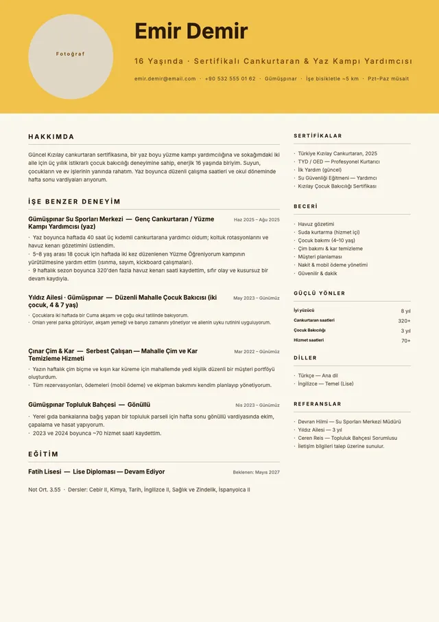 Yaz işi CV'si