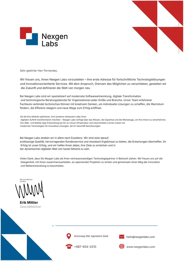 Briefkopf für Technologieunternehmen