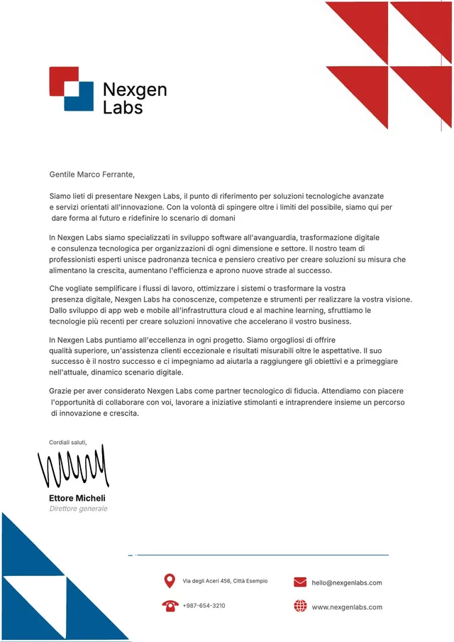 Carta intestata per aziende tecnologiche
