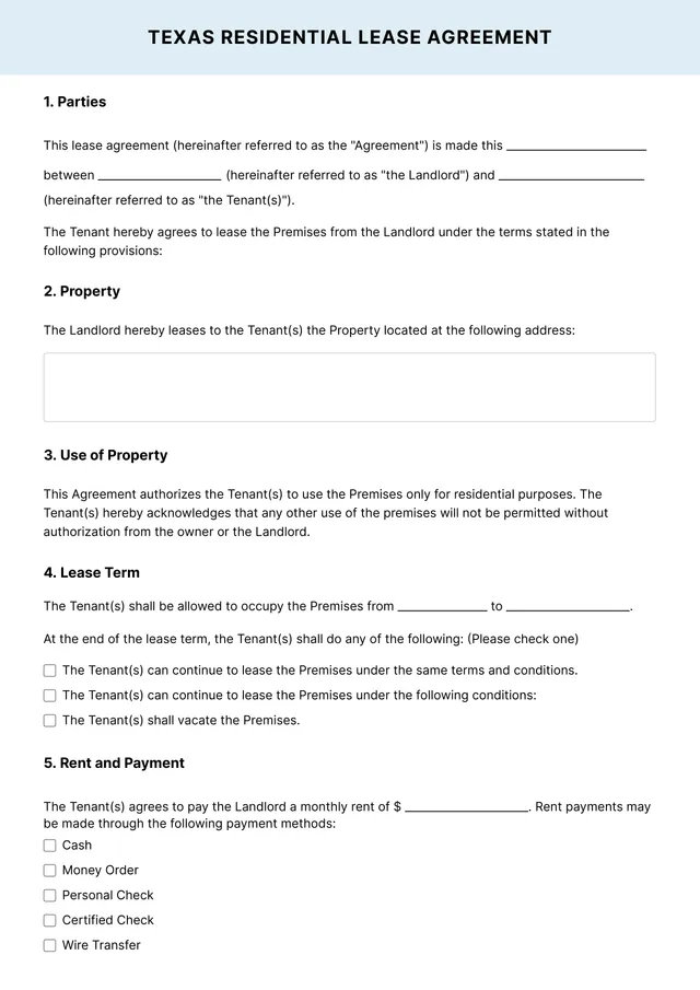 texas-lease-agreement form