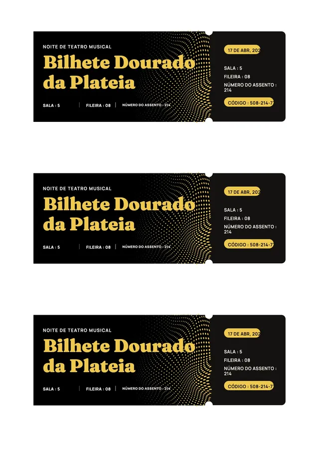 Modelo de ingresso para teatro