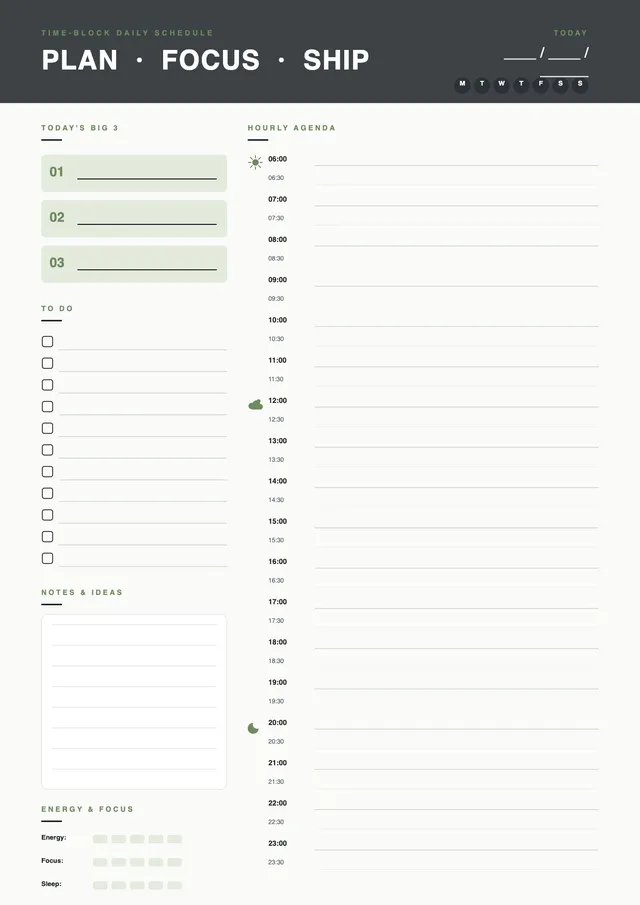 time-block-daily-to-do-list form