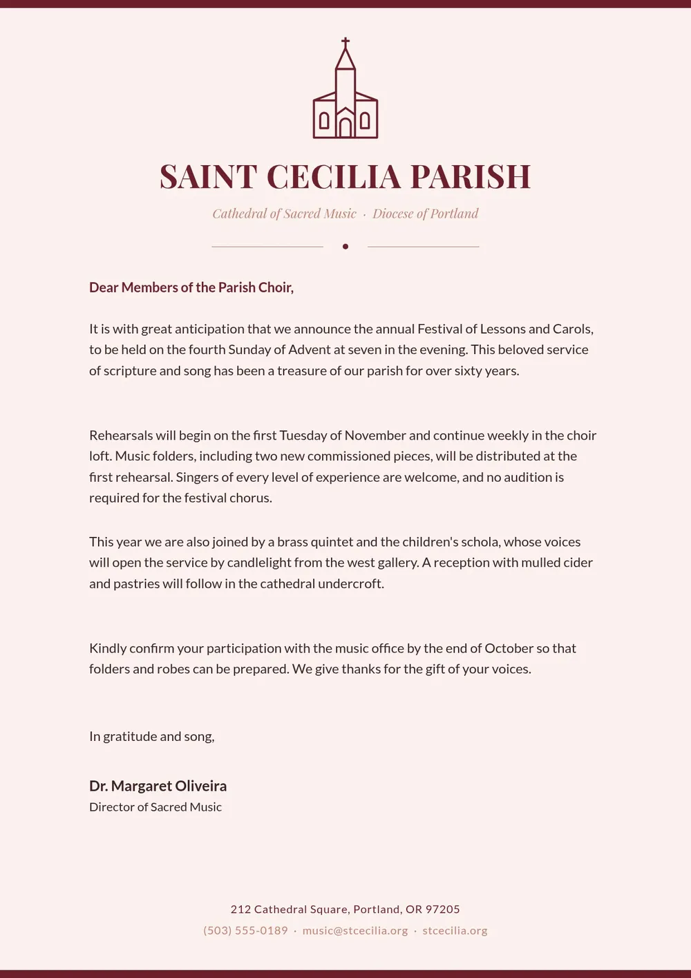 traditional church letterhead template