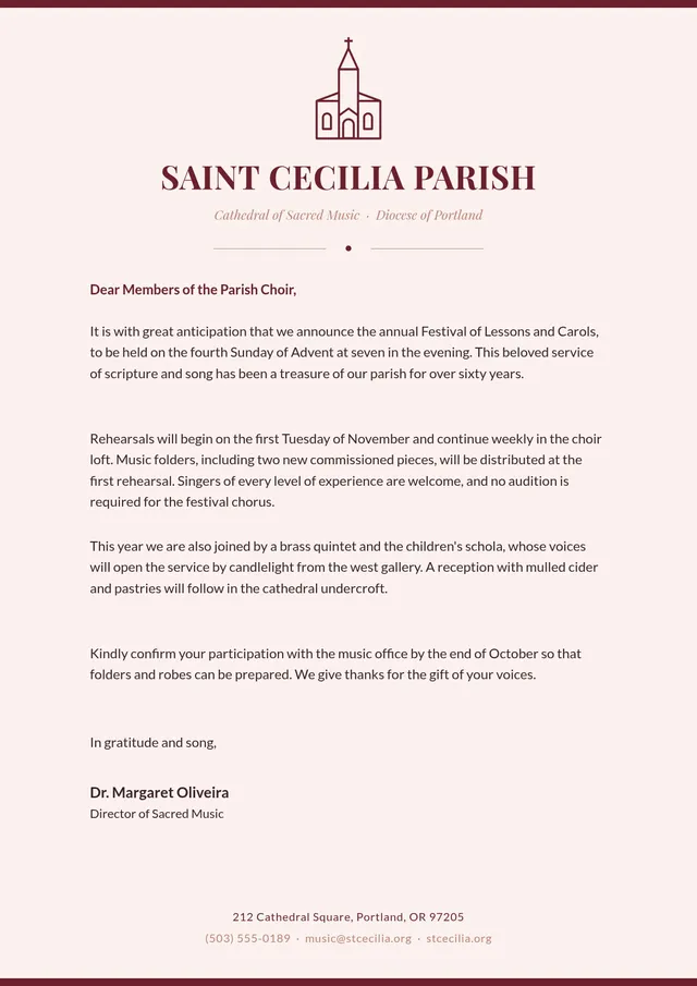 traditional church letterhead template
