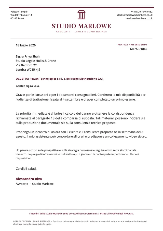 Modello di carta intestata per studio legale tradizionale