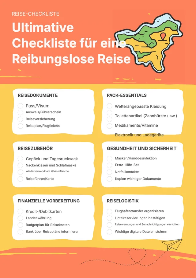 Vorlage für Reisecheckliste