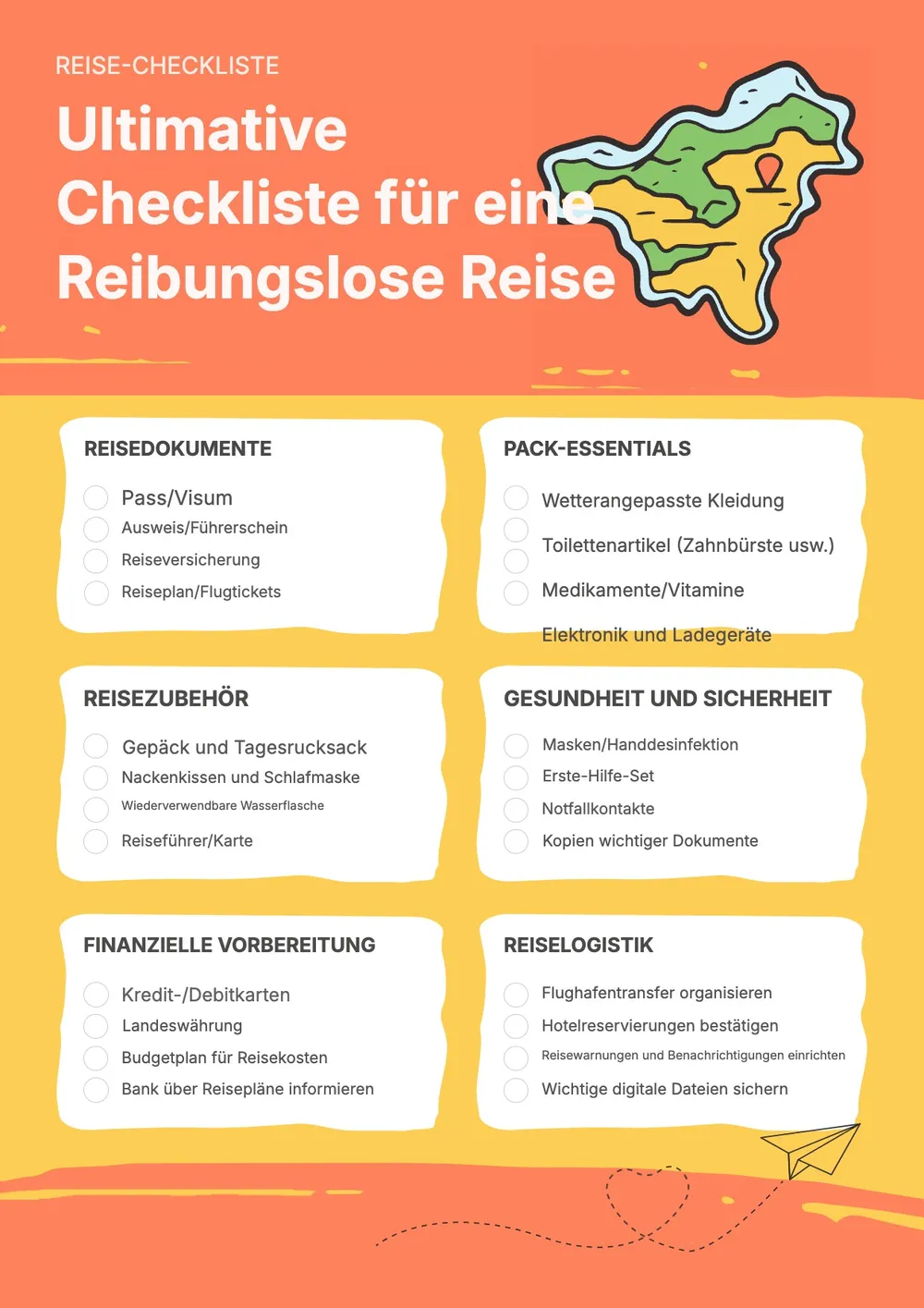 Vorlage für Reisecheckliste