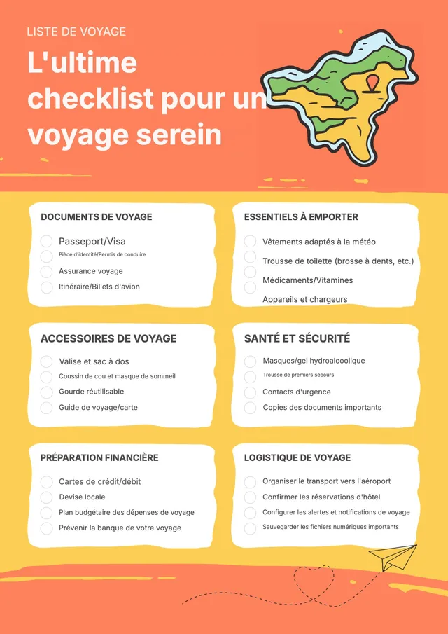 Modèle de check-list de voyage