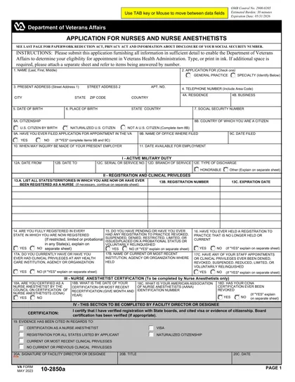 va-10-2850-a form