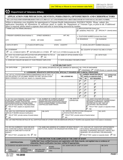 va-10-2850 form