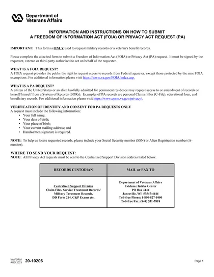 va-20-10206 form
