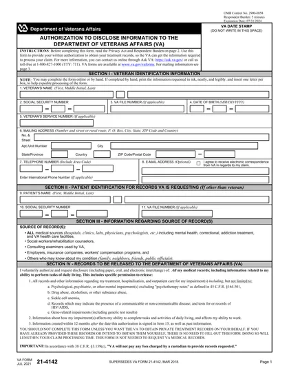 va-21-4142 form