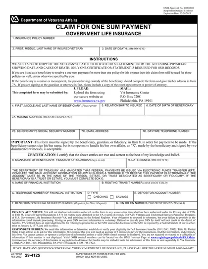 va-29-4125 form