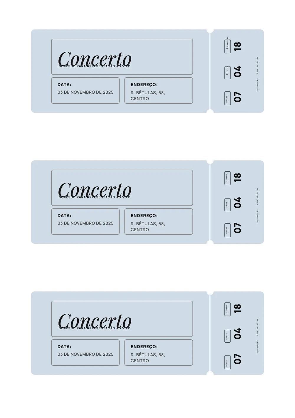 Modelo de ingresso vintage para show