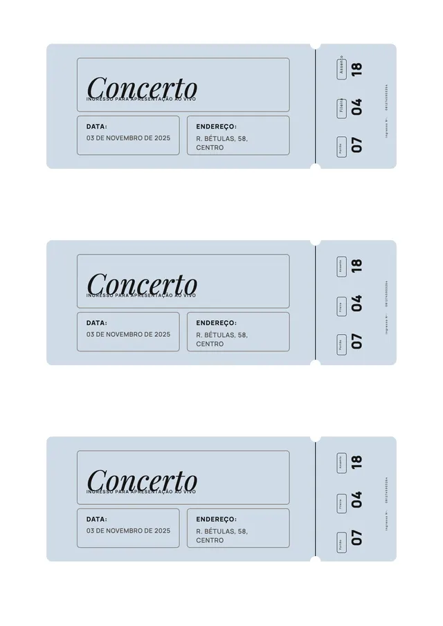 Modelo de ingresso vintage para show