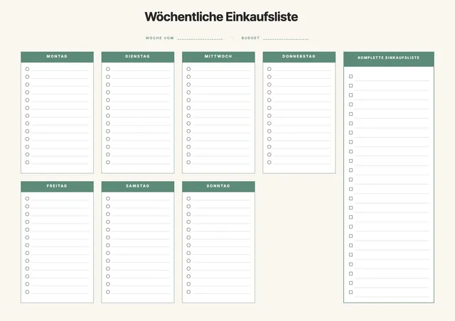 Wocheneinkaufsliste