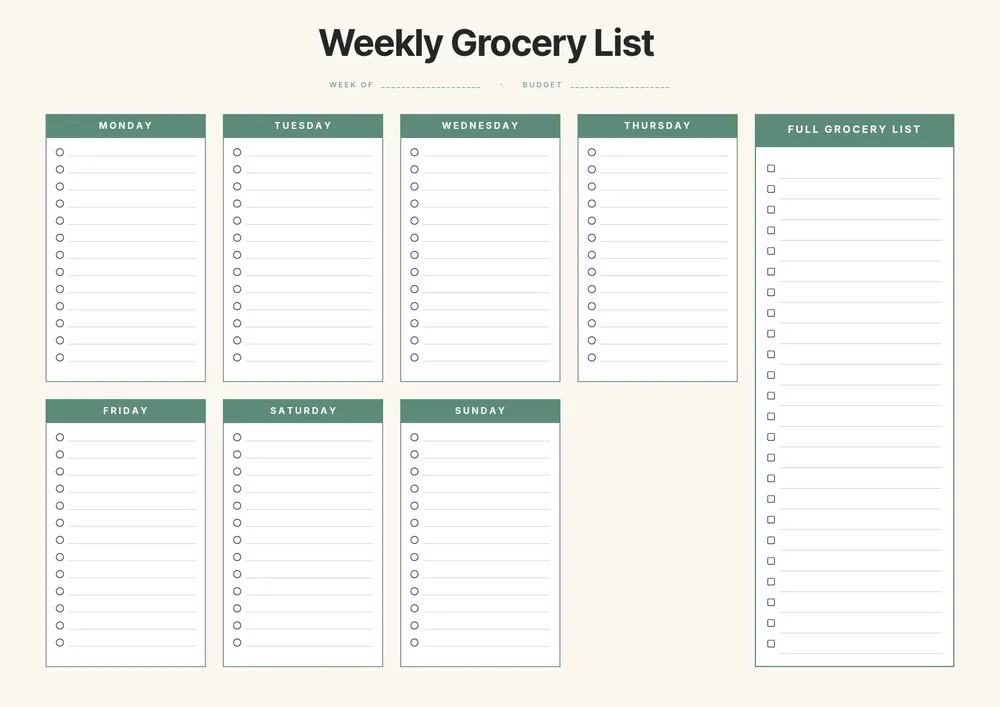 weekly-grocery-list form