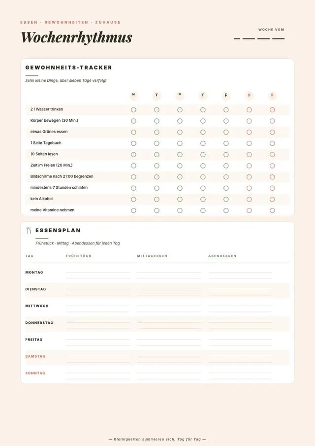 Wöchentliche To-do-Liste mit Gewohnheitstracker