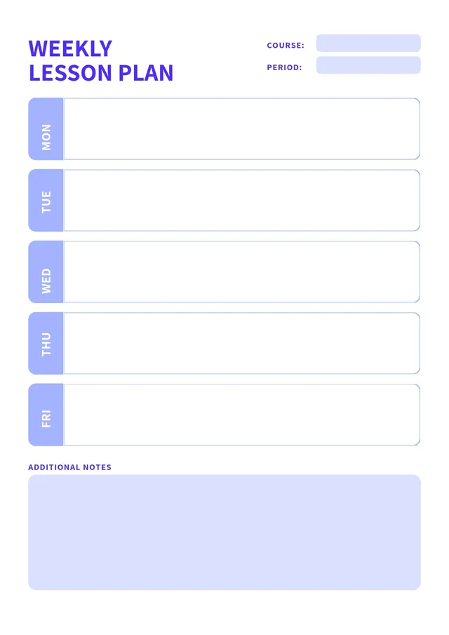 weekly lesson plan template
