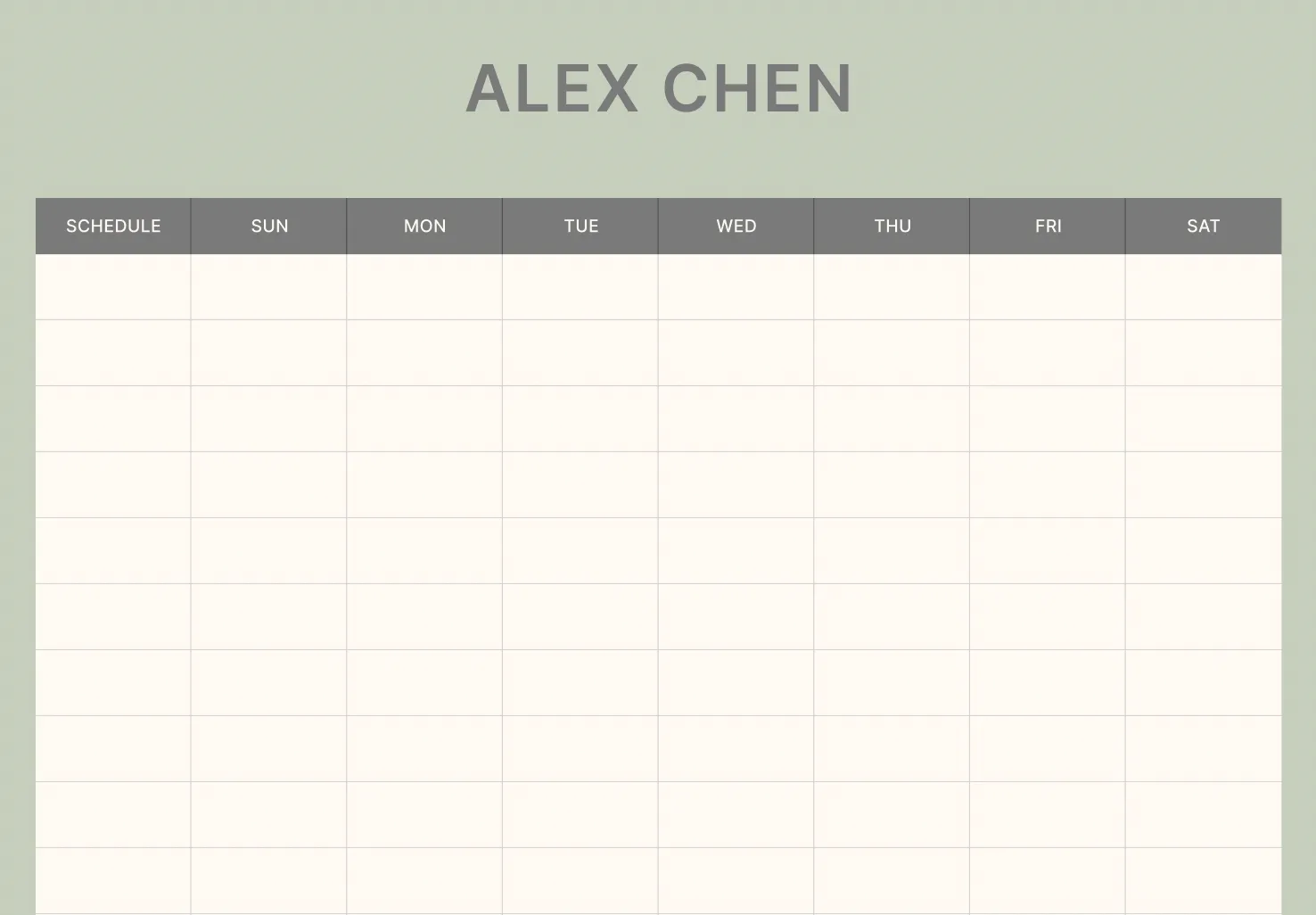 weekly schedule