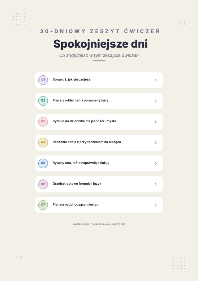 Spis treści zeszytu ćwiczeń o dobrostanie