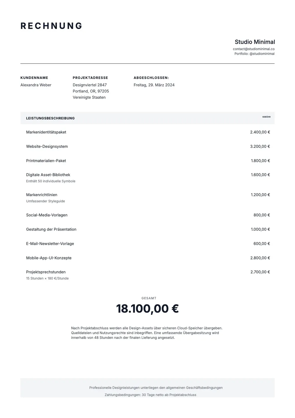Großhandelsrechnung
