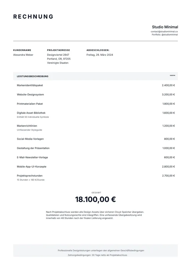Großhandelsrechnung