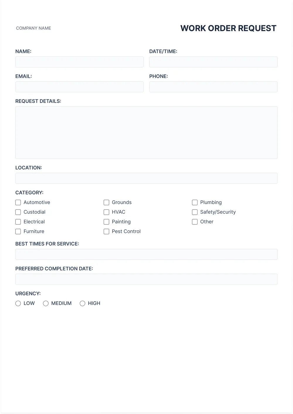 work request template