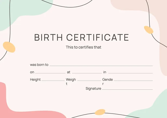 Abstract Birth Certificate