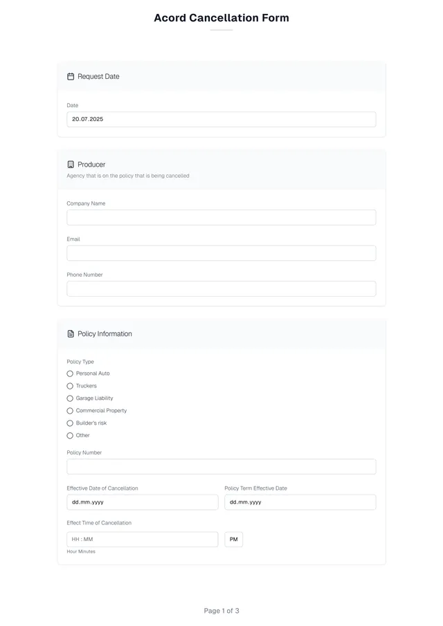 Acord Cancellation Form