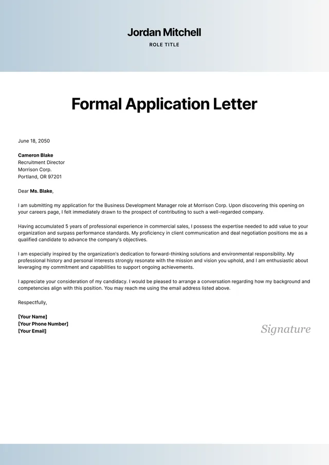 Application Letter Template