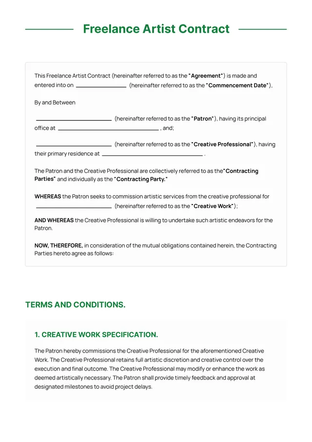 Artist Contract Template