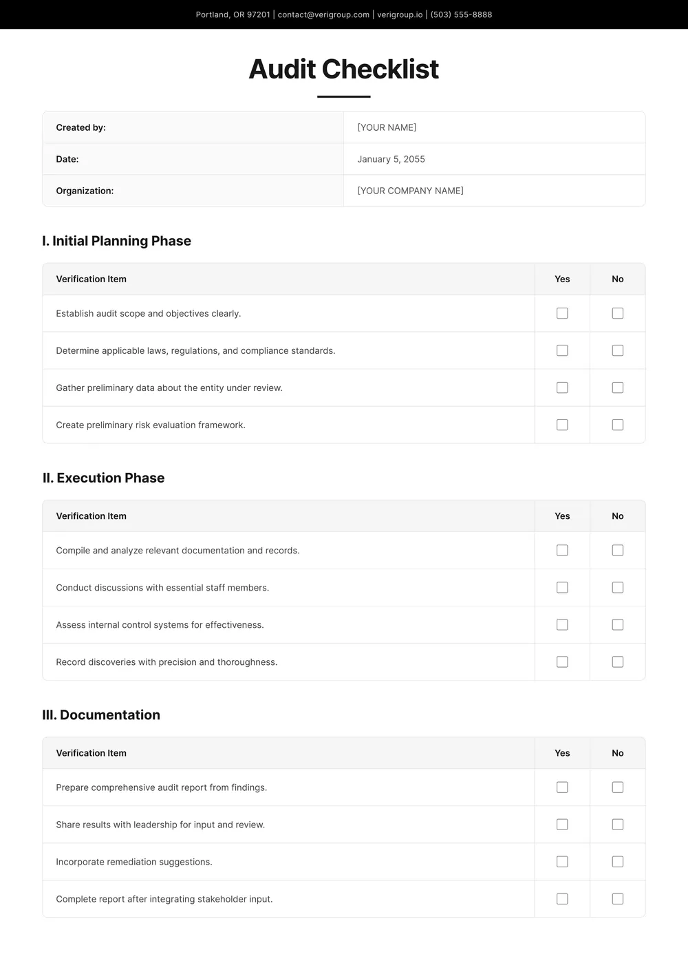 audit-checklist form