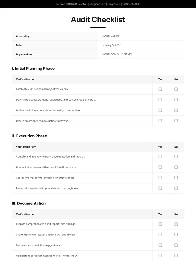 Audit Checklist Template