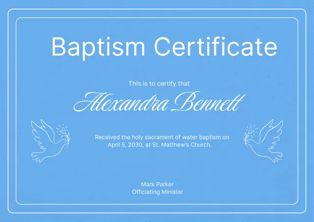 Baptism Certificate Template