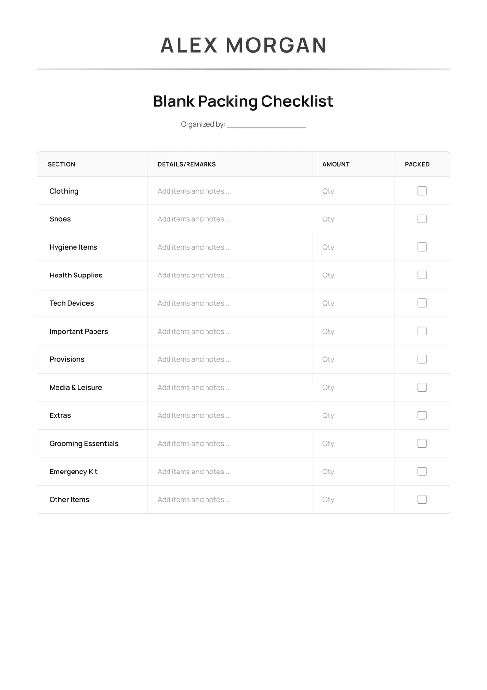 blank-checklist form
